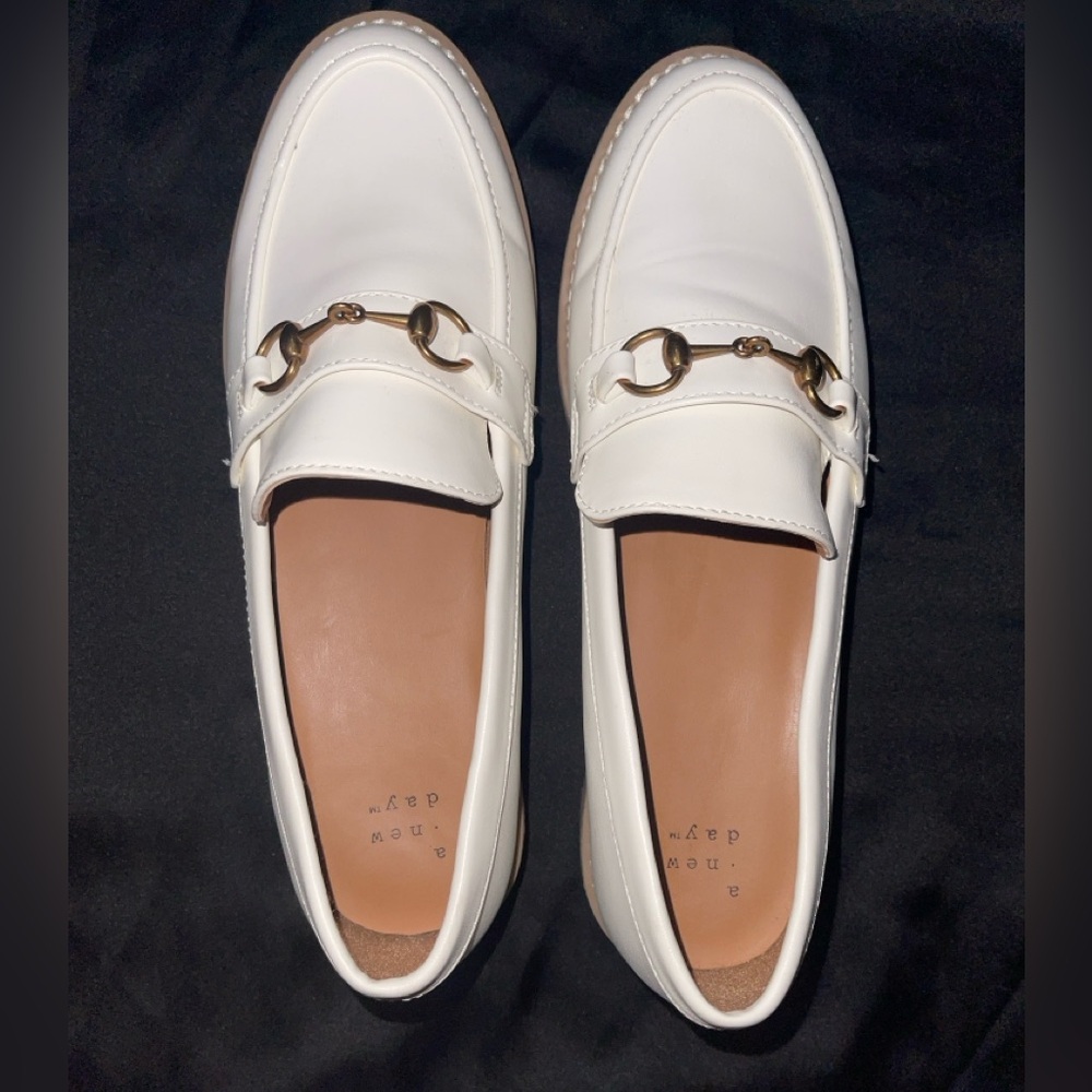 a new day White Loafers with Gold Accent